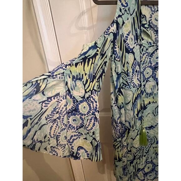 Lilly Pulitzer Benicia Tunic cold shoulder XXS Coastal Dress Blue Boho resort - Picture 4 of 12